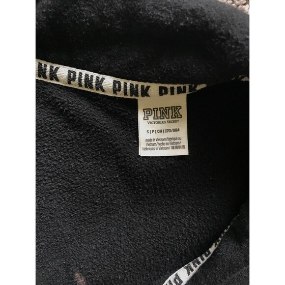 PINK Victoria's Secret Women Sweatshirt  Fleece Black Size SM and Cap Logo PINK - Picture 7 of 10